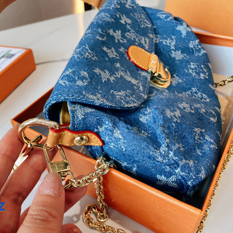 Louis+Vuitton+Pleaty+Shoulder+Bag+Small+Blue+Denim for sale online
