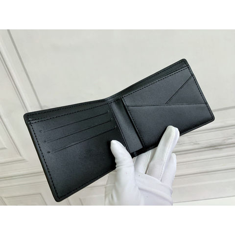 Louis Vuitton Black Genuine Leather Long Wallet for Men LV