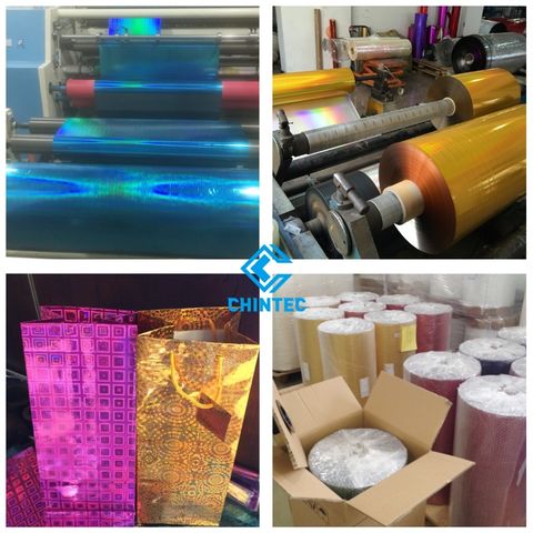 Customized Metalized BOPP Film Glitter Gold Aluminum Foil Laminated  Polyester Film