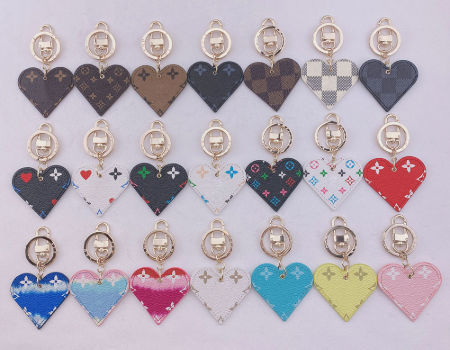 Buy Wholesale China 2022 Fashion Designer Leather Keychains For Lv Classic  Pattern Heart-shaped Double Circle Key Ring & Keychain For Lv at USD 3.87