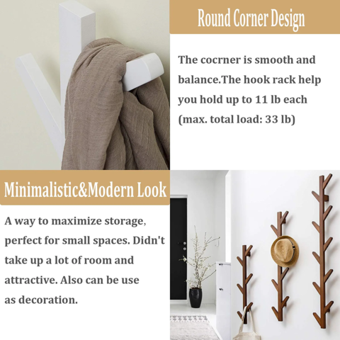 Wholesale Wall Mounted Coat Hook Hat Rack Hanger With 6 Hooks For