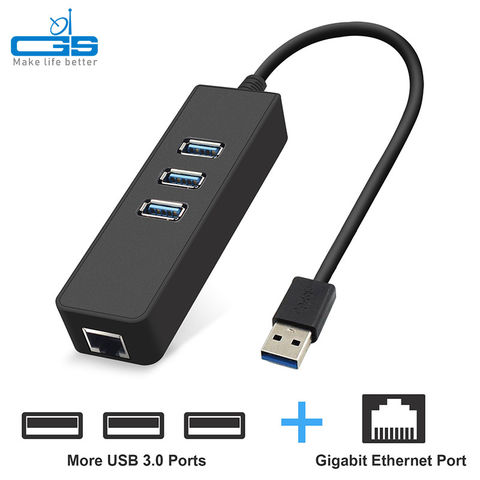HUB USB 3.0 à 3 ports vers RJ45 Gigabit Ethernet Adaptateur Ethernet USB  10/100/1000