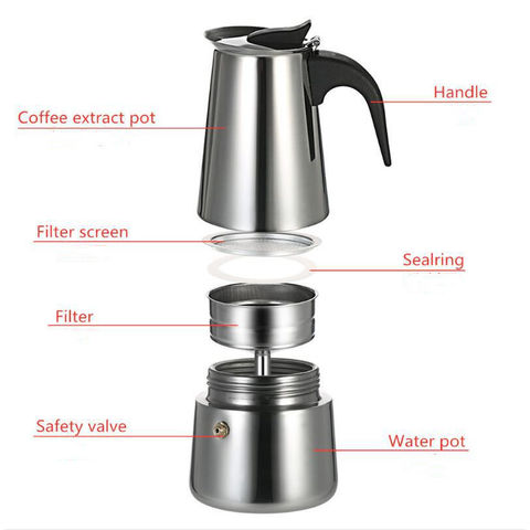 Moka Coffee Pot Espresso Latte Percolator Stove Coffee Maker Espresso Pot  Italian Coffee Machine 50/300/450ml Aluminum