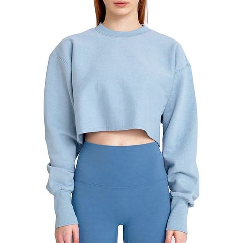 Sudaderas Cortas de Mujer al Por Mayor, de Alta Calidad, Lisas y con Cuello Redondo