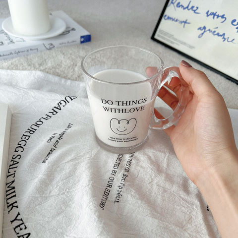 Square Glass Mug Milk Coffee Drinkware Cup Transparent Beer Mug with Lid  Straw