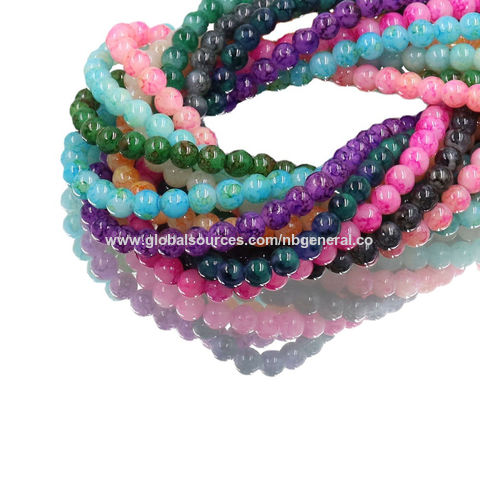 15inch Candy Color Loose Beads 8mm Paint Glass Ball Beads Jewelry Making  Accesso