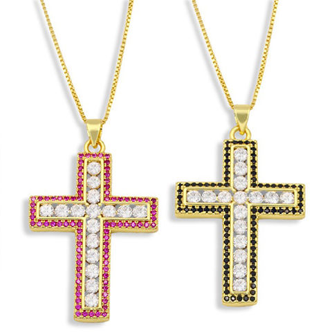 Fashion Christian Rainbow Crystal Zircon Jesus Cross charms