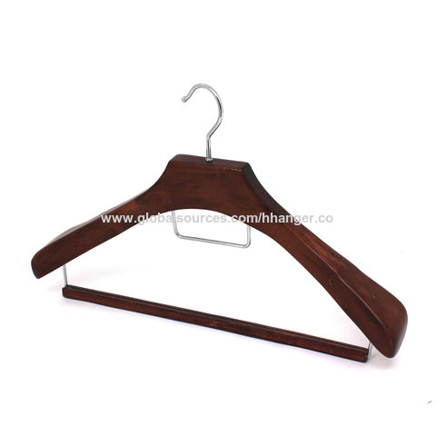 Walnut Wide Shoulder Wooden Suit Hangers, Non-slip Pant Swivel