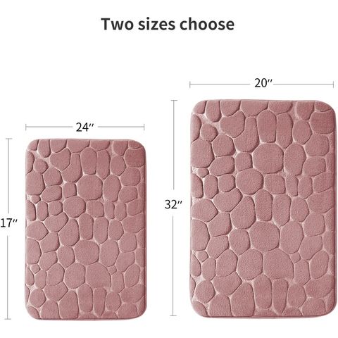 Memory Foam Bath Mat Cobblestone Bathroom Rugs Super Water Absorbent Bath  Mats for Bathroom Machine Washable Bath Rugs(20 x 32 ,Pink) 