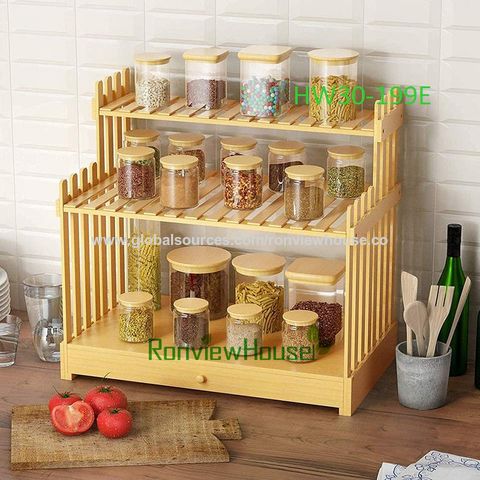 Bamboo 4-Tier Spice Rack Bambu Spice Storage Organizer for Drawer Spice Tray  for Kitchen - China Bamboo and Rack price