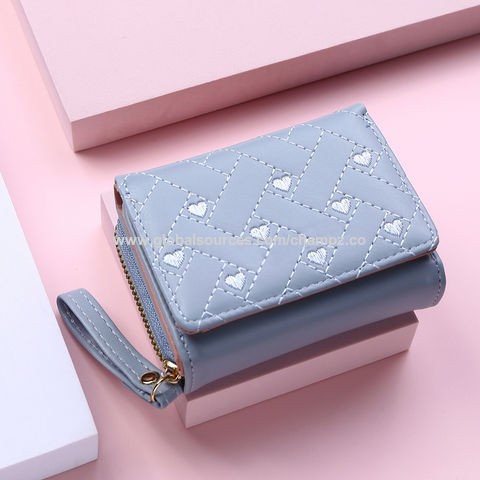 Buy Wholesale China Wholesale Women's Pu Leather Triple-fold Short Wallet  Fashion Embroidered Love Coin Purse Multi-card Slot & Wallet at USD 3.78