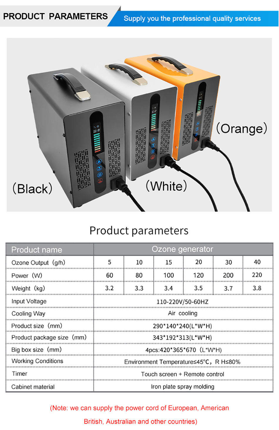 Compre Ozonizador Ionizador De Aire Industrial De Alta Concentración, 5 G/h  - 40 G/h, Esterilización De Desinfección De Aire O3, Generador De Ozono Con  Contacto y Limpiadores De Aire Industriales de China