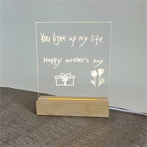 Tableau Mémo Lumineux LED Acrylique Effaçable à Sec avec Support - Panneau d'Écriture Acrylique Lumineux, Jouet de Décompression