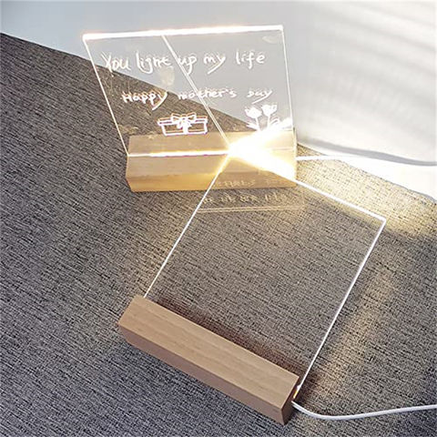 Tableau Mémo Lumineux LED Acrylique Effaçable à Sec avec Support - Panneau d'Écriture Acrylique Lumineux, Jouet de Décompression