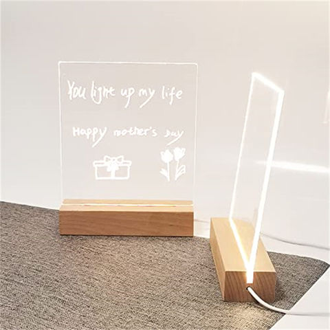 Tableau Mémo Lumineux LED Acrylique Effaçable à Sec avec Support - Panneau d'Écriture Acrylique Lumineux, Jouet de Décompression
