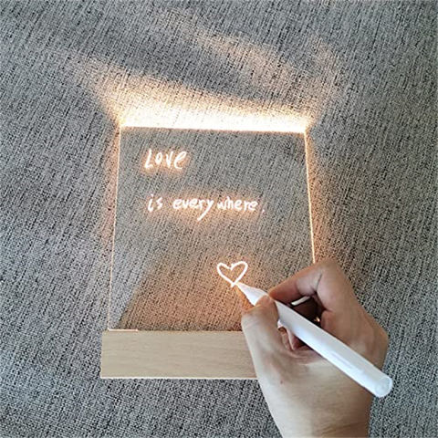Tableau Mémo Lumineux LED Acrylique Effaçable à Sec avec Support - Panneau d'Écriture Acrylique Lumineux, Jouet de Décompression