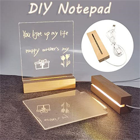 Tableau Mémo Lumineux LED Acrylique Effaçable à Sec avec Support - Panneau d'Écriture Acrylique Lumineux, Jouet de Décompression