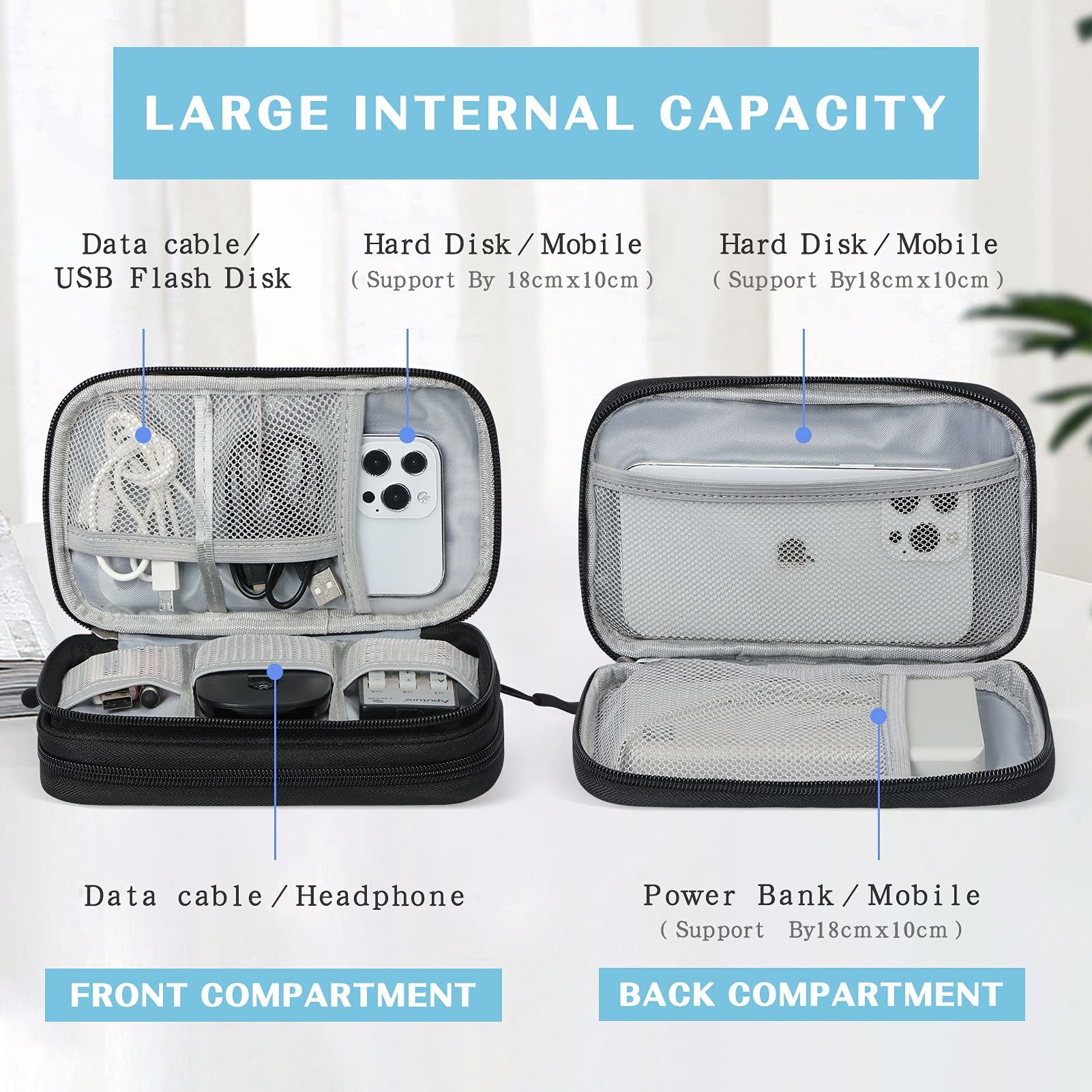 Electronic Organizer, Travel Cable Organizer Bag Pouch Electronic ...