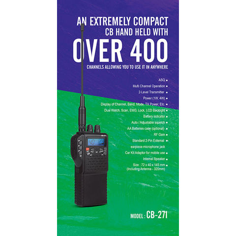 Radio CB portable ultra-compacte avec plus de 400 canaux, idéale pour une utilisation partout dans le monde.