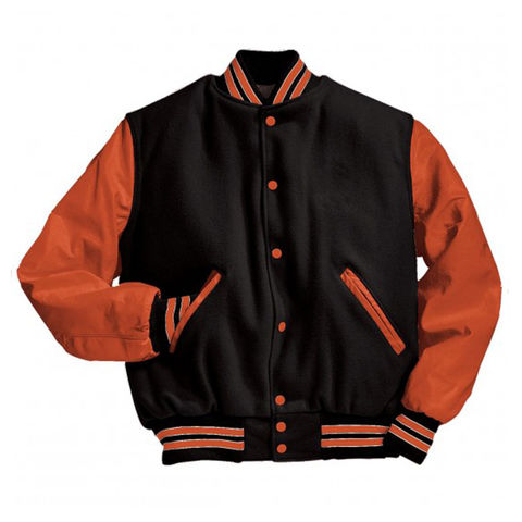 Men Cotton Color Block Varsity Jacket