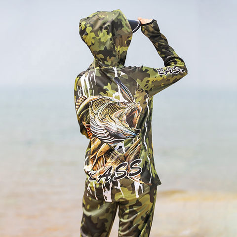 Compre Camisas De Pesca Personalizadas Upf 50 De Poliéster Con Estampado De  Camuflaje En Seco Con Capucha Traje De Pesca De Manga Larga y Traje De Pesca  de China por 9.5 USD