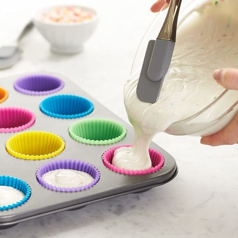 Moules à Cupcake, 24 Pièces Moules de Cuisson Réutilisables en silicone  Moules à Muffins 