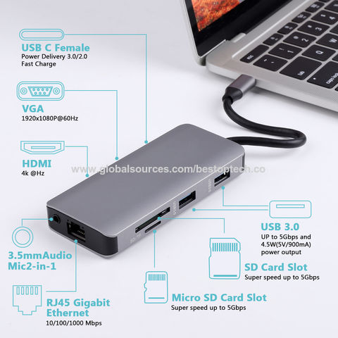 Adaptateur USB C / RJ45 Gigabit pour tablettes et ordinateurs portables 