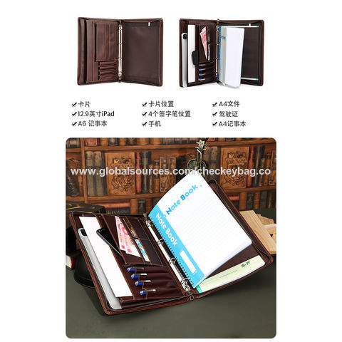 Leather Padfolio with 3 Ring Binder, Organizer Binder Folder Portfolio