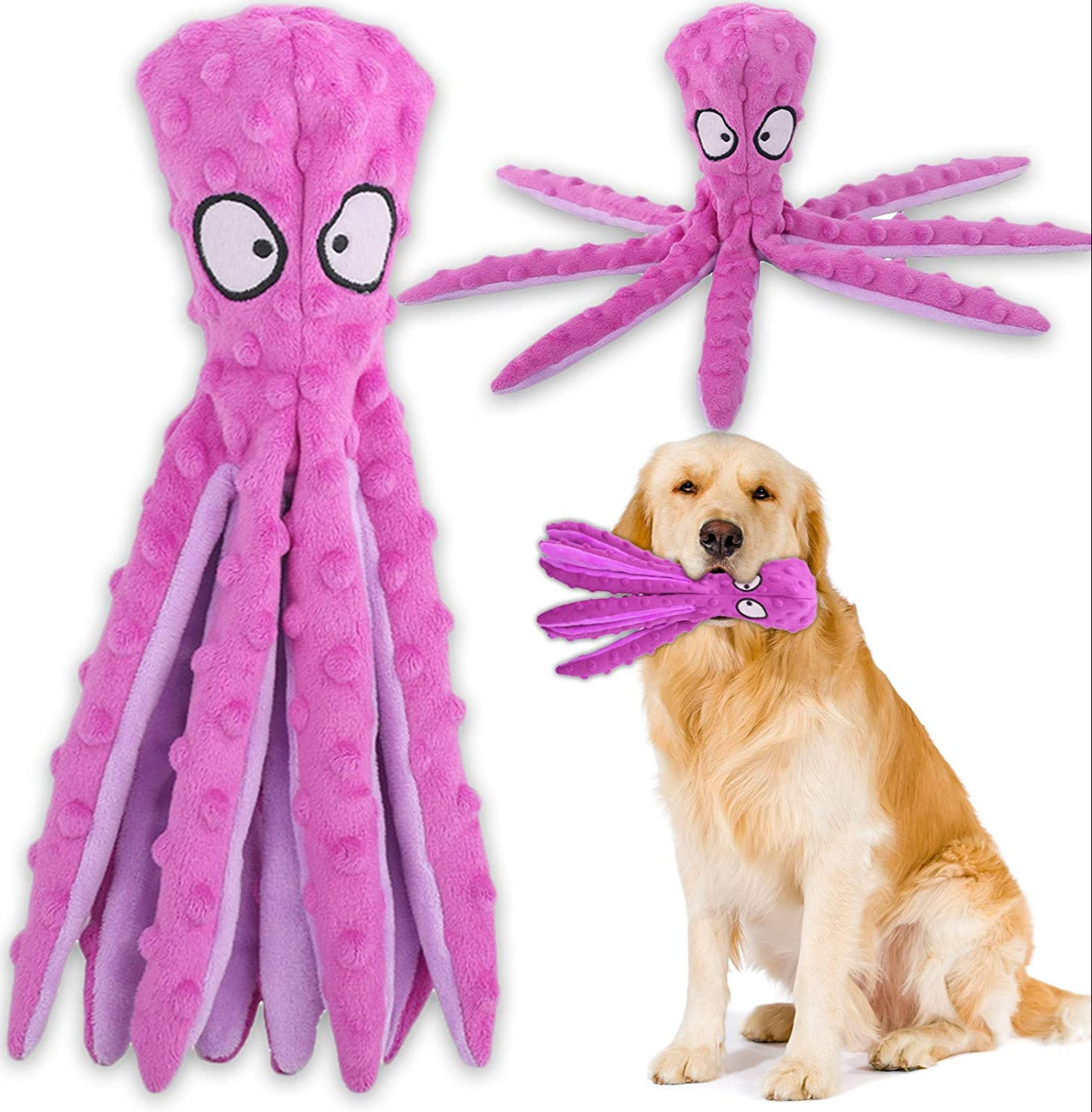 thumbnail image 2 of No Stuffing Octopus Dog Toy Whiskerspot Octopus Plush Dog Toy With Squeaker - Chew Resistant No Stuffing For Aggressive Chewers Octopus Squeaky Plush Dog Toy For Aggressive Chewers 2 of 11