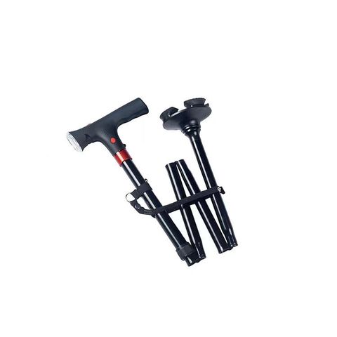 Plegable médico ajustable de acero inoxidable luz led plegable bastones para caminar