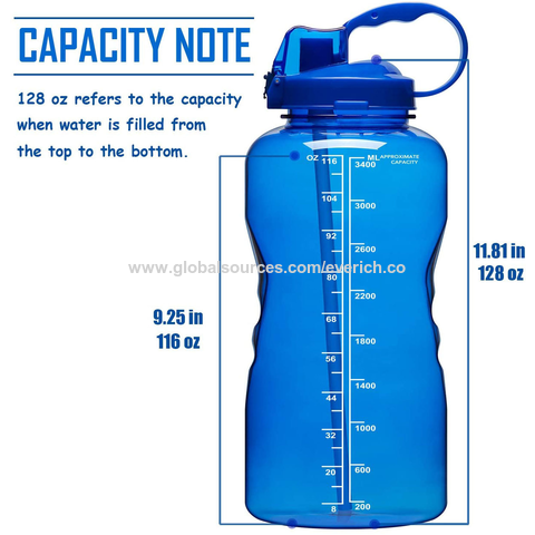 Wholesale Sports PETG 1 Gallon Plastic Water Bottle Jug with Straw