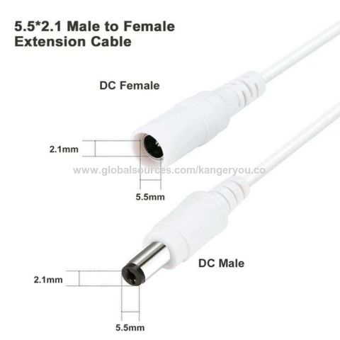 Cable de extensión de alimentación blanco de 12V CC, adaptador de