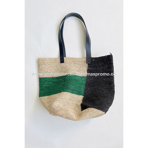 Sac de plage en paille tressée multicolore, Acceptation de petites commandes, Sac tressé chic