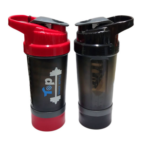 1pc 500ml Black Sports Shaker Bottle, Protein Powder Milkshake