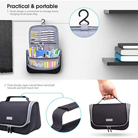 Large Grid Mesh Pencil Case 2 Compartment Pen Bag Clear Handheld  Multifunction Pencil Pouch Stationary Transparent Makeup Bag