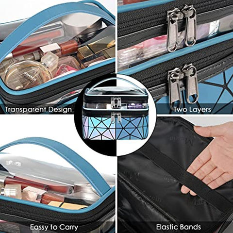 Buy Wholesale China Double Layer Compartments Transparent Waterproof Pouch  Travel Leather Women Beauty Organizer Clear Makeup Bag & Clear Makeup Bag  at USD 5.6