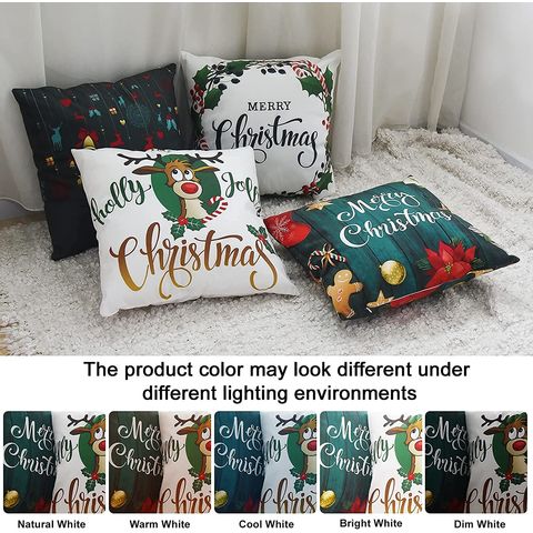 Folkulture Christmas Throw Pillow Covers 18x18, Decorative Couch Pillows  for Living Room, 100% Cotton Boho Pillow Case or Cute Pillows, Christmas