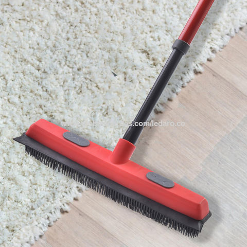 Buy Wholesale China Rubber Floor Brush Broom Carpet Rake With Soft Squeegee  Adjustable Long Handle Pet Hair Househeld & Rubber Broom at USD 2.012