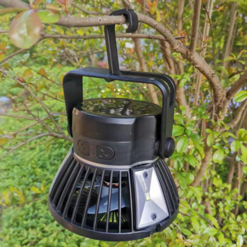 Portable Solar LED Camping Lantern Light w/Fan Rechargeable Tent Lamp  Flashlight