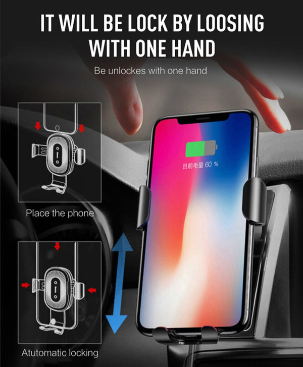 15W Fast Charging Wireless Charger Car Mount Bracket