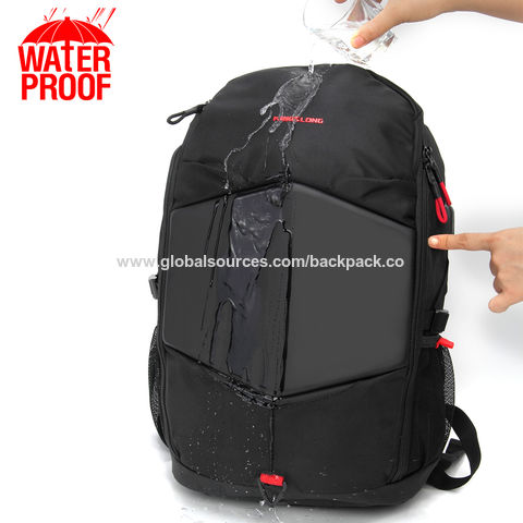 KINGSLONG Mochila para laptop de 17 pulgadas para exteriores, para hombre,  para viajes, juegos, motocicleta, trabajo, mochila impermeable, Negro