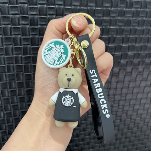 Starbucks Bear Cup Three-dimensional Cartoon Keychain Cute Toy Key Silicone  Doll Gift Pendant Car Keyring