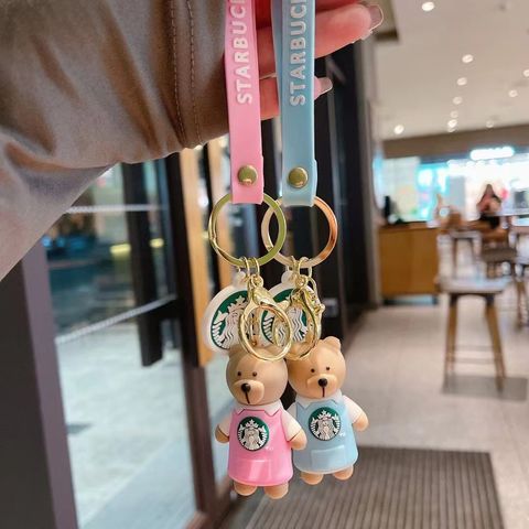 Starbucks Bear Cup Three-dimensional Cartoon Keychain Cute Toy Key Silicone  Doll Gift Pendant Car Keyring