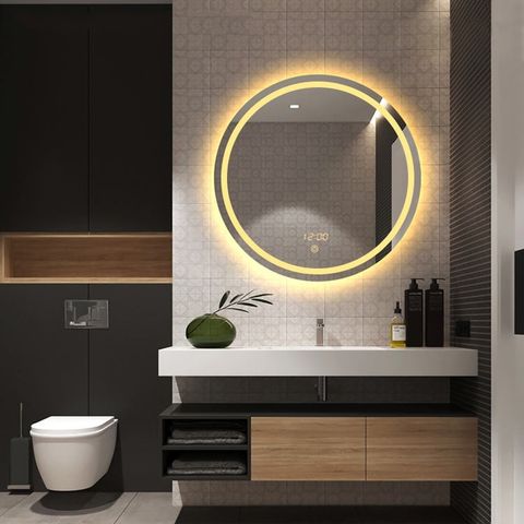 USHOWER Espejo de pared redondo dorado de 36 pulgadas, espejo circular con  marco de metal para decoración de baño, dormitorio, sala de estar y entrada