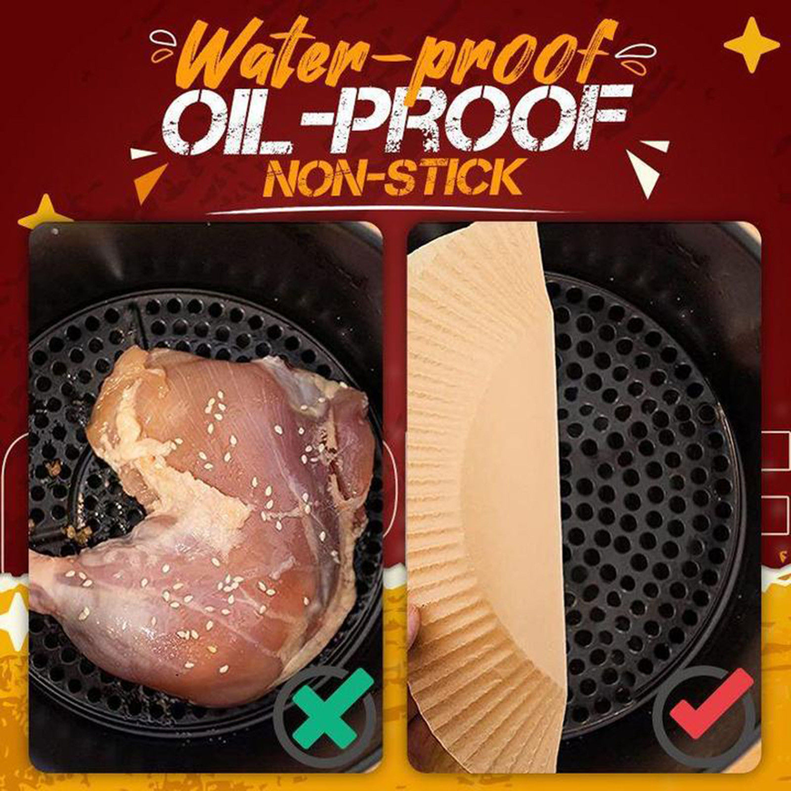 50pcs Nonstick Disposable Paper Liner, Baking Paper For Air Fryer Oilproof, Waterproof