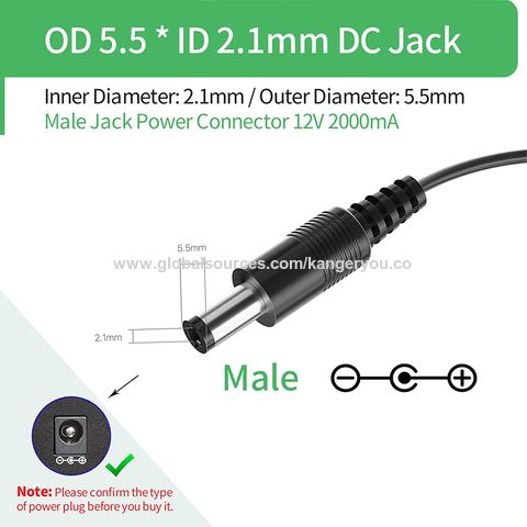 Connecteur d'alimentation 12V Mâle pour caméra 2.1mm