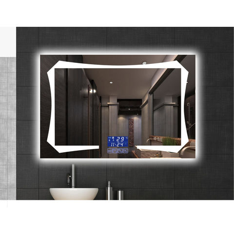 Espejo de baño, espejo de baño con luces, espejo de tocador LED, espejo  redondo de 24 × 24, decoración moderna de baño, espejos de pared,  antiniebla