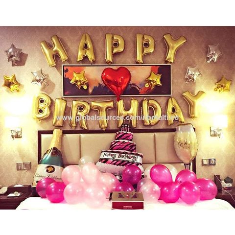 Banner Balon Selamat Ulang Tahun Emas 3D Huruf Foil Mylar 16 Inci dengan sedotan pita untuk Pesta Ulang Tahun Anak Perempuan Laki-Laki Anak-Anak & Dewasa