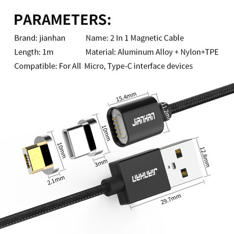 Câble Charge & Synchronisation Adhésion Magnétique Avec Connecteur Micro  Usb - Noir - Chargeur pour téléphone mobile - Achat & prix