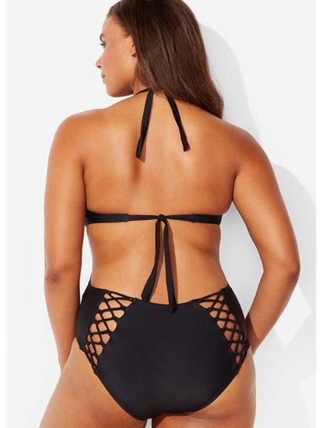 massage sex toy Plus Size Swimsuit Fat Women Hollow Out Lace Up Sexy Bikini Swimsuit